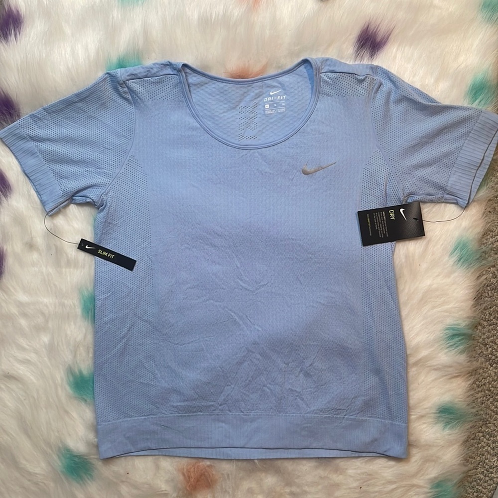 Nwt Nike Women’s Medium Infinite Seamless Mesh Running Shirt Blue Size XL